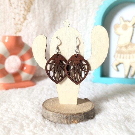 Boucles d'oreilles en bois, Daisy