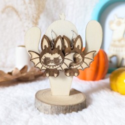 Boucles d'oreilles en bois, Labubu Hallowen