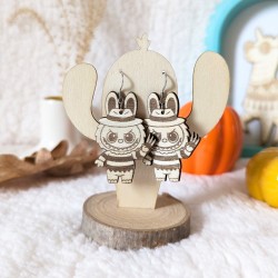 Boucles d'oreilles en bois, Labubu Hallowen