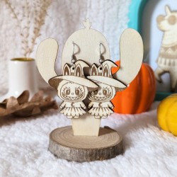 Boucles d'oreilles en bois, Labubu Hallowen