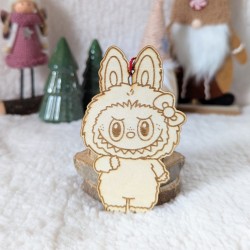 Ornements Labubu en bois pour le sapin