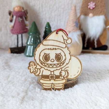 Ornements Labubu en bois pour le sapin