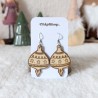 Boucles d'oreilles en bois, boule sapin