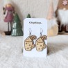 Boucles d'oreilles en bois, mug chocolat