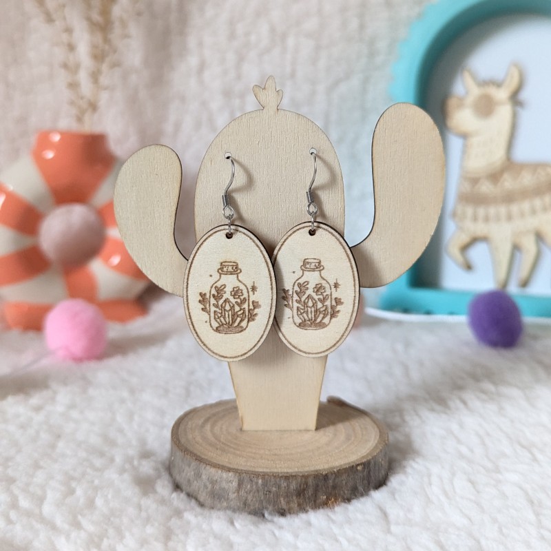 Boucles d'oreilles en bois, Coline