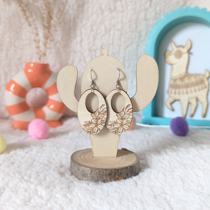 Boucles d'oreilles en bois, Dorian