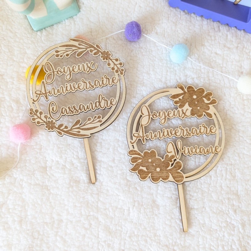 Cake topper personnalisés à insérer dans un gâteau